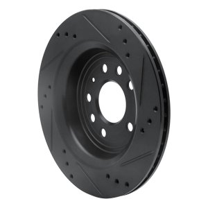 Cadillac BLS Brake Rotor (1) - Rear Left - R1 Concepts - Drilled & Slotted - Black - `03-`11